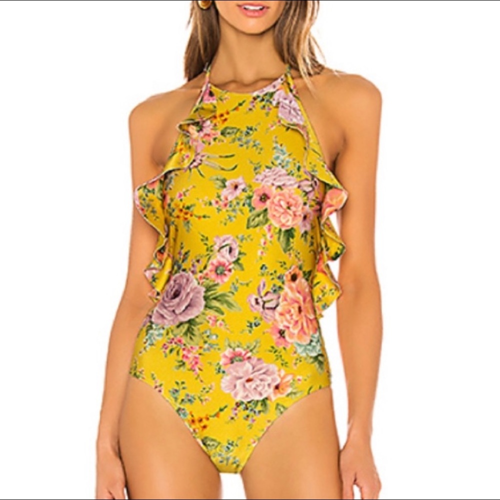 Zimmermann Halter Ruffle Swimsuit